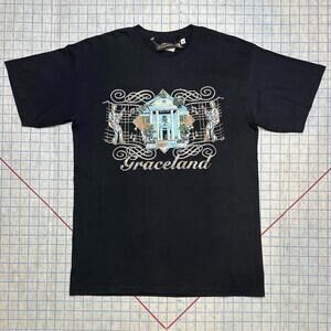 Elvis Presley’s Graceland Adult Black Glitter RARE T-Shirt Size Large NEW NWT